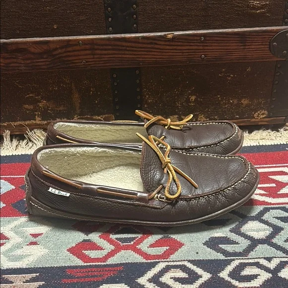 L.L. Bean Brown Leather Men's Loafers - Picture 1 of 4